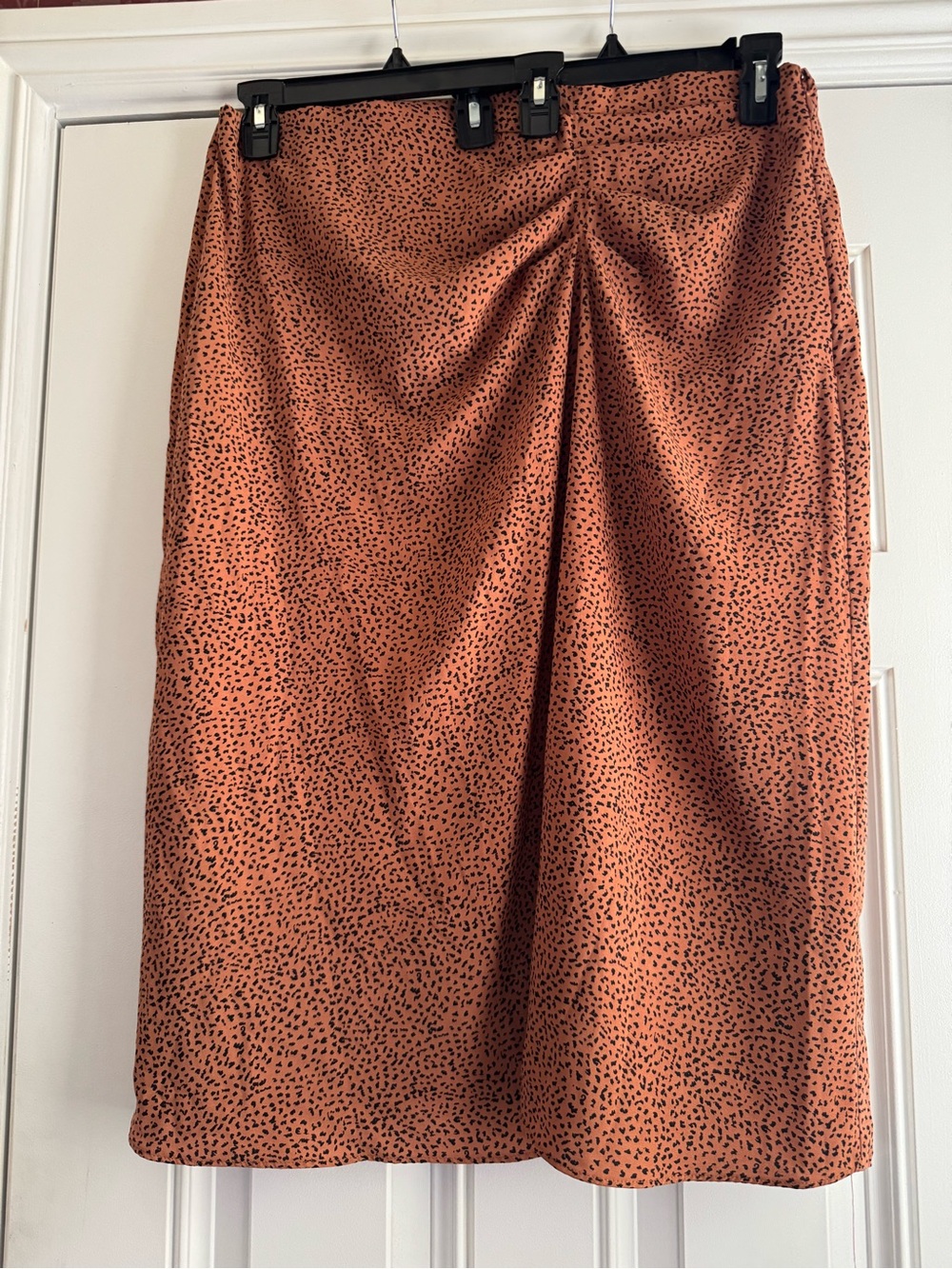 Nine West Rust Midi Skirt with Black Dot Print